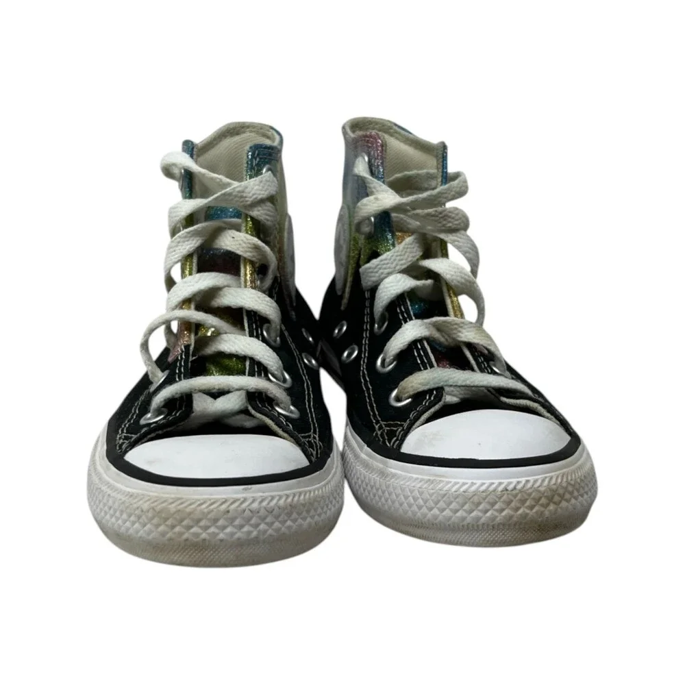 Converse Chuck Taylor All Star High Glitter Drip Youth Size 12 Rainbow Black